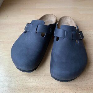 Birkenstock Black Boston Oiled Leather Clogs Women's 10/41